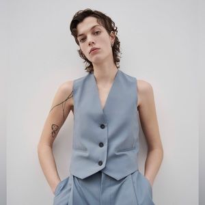 Zara STRAIGHT VEST Mid Blue SZ XS